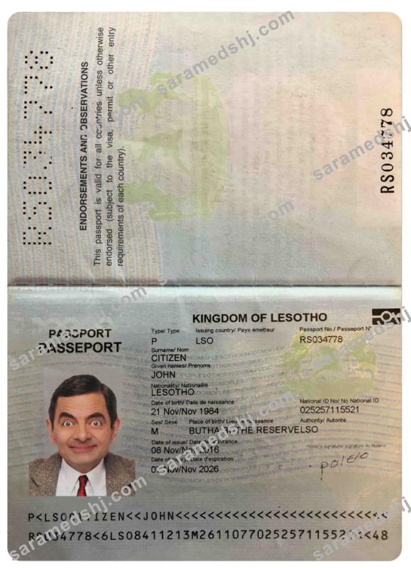 LESOTHO passport